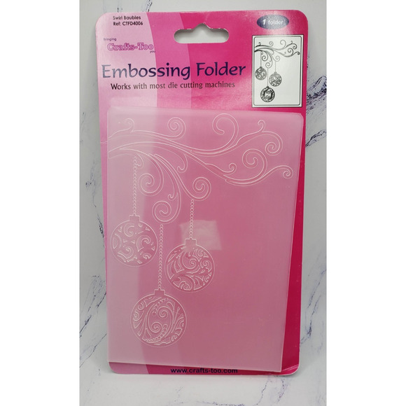 Swirl Baubles Holiday Christmas Ornaments Crafts Too Embossing Folder - Picture 1 of 4